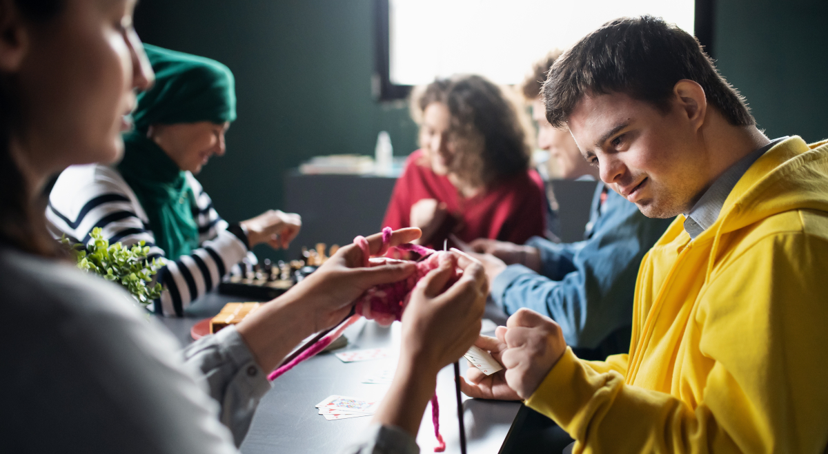 group of people enjoying craft activity