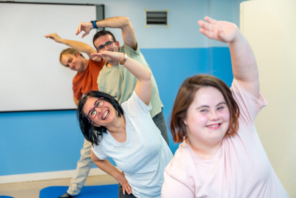 people doing stretch exercise